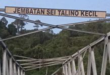 Jembatan Sei Talino di Jalan Nasional Lampeong-Benangin Rusak Ditabrak Longbet