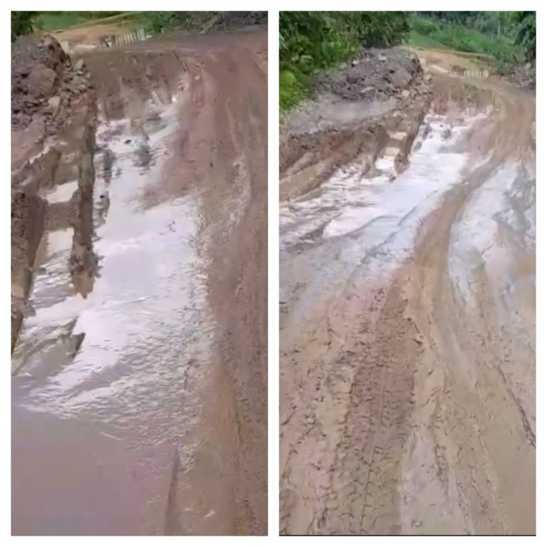 Jalan Nasional di Perbatasan Kalteng-Kaltim Berubah Menjadi Kubangan Lumpur