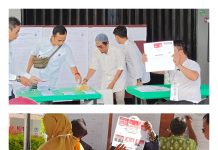 Hasil Sementara Pilpres, Prabowo Menang di Sembilan TPS, Kelurahan Melayu, Muara Teweh Perhitungan suara pilpres di TPS 48 dan TPS 45, Kelurahan Melayu, Kecamatan Teweh Tengah, Kabupaten Barito Utara, Kalimantan Tengah. Di dua TPS ini, Prabowo menang aras dua saingannya, Rabu (14/2/2024). (Suaradayak.com/Melkianus He)