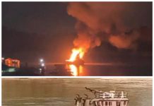 Tug Boat Terbakar di Sungai Barito ; Satu Korban Hilang, Tim Polda Kalteng Turun Bantu Penyelidikan