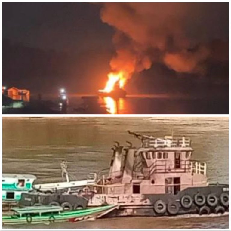 Tug Boat Terbakar di Sungai Barito ; Satu Korban Hilang, Tim Polda Kalteng Turun Bantu Penyelidikan