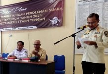 Pleno Hasil Pemilu, Camat Teweh Tengah : Setiap Pihak Harus Jaga Ketertiban dan Hormati Proses Penghitungan