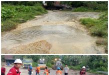 Perusahaan Tambang Bantu Perbaiiki Jalan Rusak di Desa Luwe Hulu