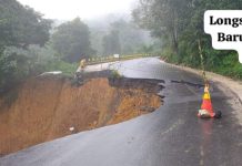 Jalan Poros Kandangan-Batulicin di Desa Emil Baru Longsor