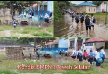 Barito Utara Banjir ; 60 Sekolah di 7 Kecamatan Terdampak, Disdik Keluarkan Imbauan Siswa Belajar dari Rumah