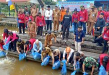 Pemkab Barut Tebar 74 Ribu Benih Ikan di Dam Trinsing