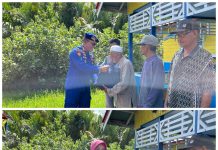 Dirpolairud dan Ketua Ranting Bhayangkari Ditpolairud Bagi Bansos kepada Warga Pendulangan