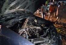 Sebuah Mobil Terbakar di Jalan Nasional Muara Teweh-Benangin
