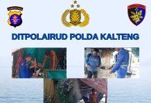 Personel Ditpolairud Polda Kalteng Sosialisasikan Alat Tangkap Legal kepada Nelayan DAS Sebangau