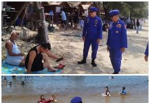 Personel Ditpolairud Pengamanan dan Patroli di Lokasi Wisata Pantai Ujung Pandaran