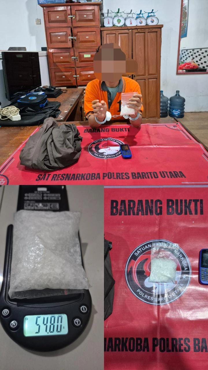 Satresnarkoba  Polres Barito Utara Tangkap Residivis Bersama Sabu 54,8 Gram di Muara Teweh