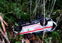 Ambulans Puskesmas Butong Bawa Ibu Hamil Rujukan ke RSUD Puruk Cahu Masuk Jurang di KM 68