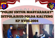 Polri Peduli! Ditpolairud Polda Kalteng Bersama Bhayangkari Bagikan Bansos kepada Warga Desa Sei Kapitan