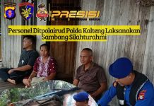 Personel Ditpolarud Polda Kalteng Sambangi dan Silaturahmi dengan Warga Buntok Seberang