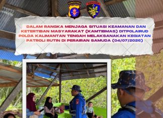 Ditpolairud Polda Kalteng Patroli Perairan, Cegah Tindak Kejahatan dan Beri Rasa Aman Warga Samuda