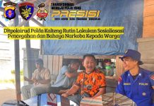 Ditpolairud Polda Kalteng Sosialisasikan Pencegahan dan Bahaya Narkoba Kepada Warga DAS Barito