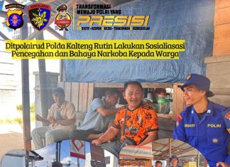 Ditpolairud Polda Kalteng Sosialisasikan Pencegahan dan Bahaya Narkoba Kepada Warga DAS Barito