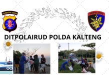 Anggota Ditpolairud Polda Kalteng Baksos bersama Masyarakat, Bersihkan Ratusan Kg Sampah di Pantai Jelai 